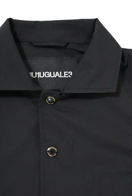 1PIU1UGUALE3 コーチシャツジャケット 長袖 レーザー刻印入り  (black/black) S・L・XL