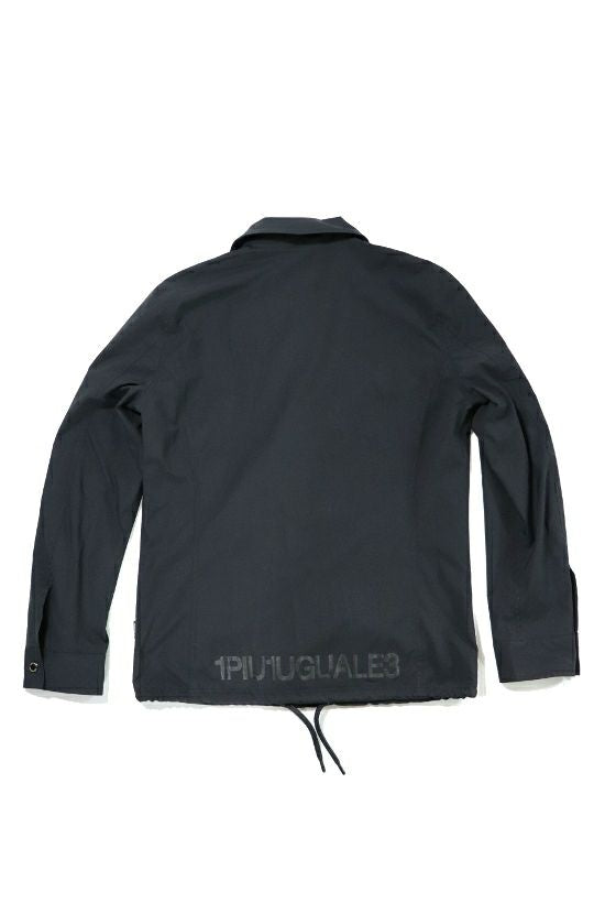 1PIU1UGUALE3 コーチシャツジャケット 長袖 レーザー刻印入り  (black/black) S・L・XL