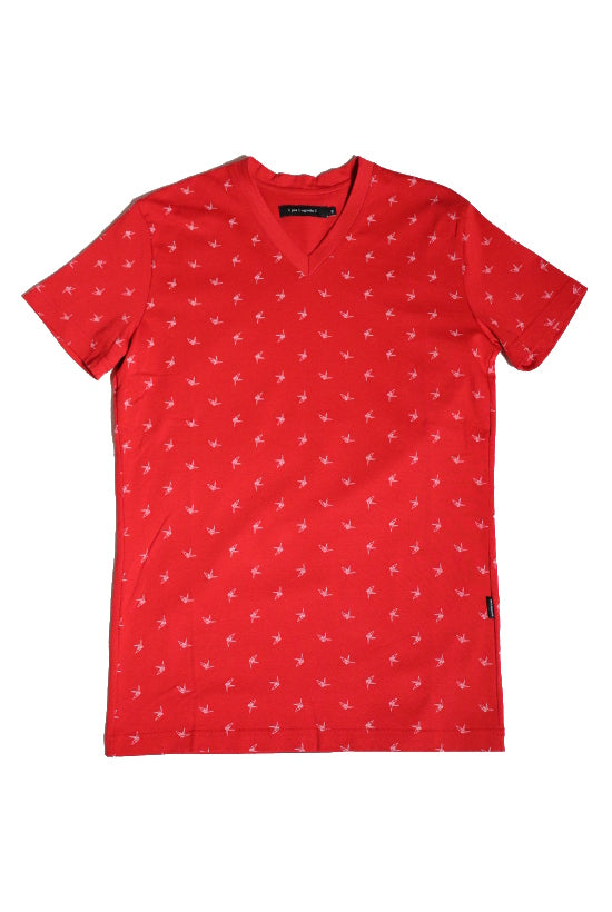 1PIU1UGUALE3 ORITSURU MONOGRAM S/S V-NECK T レッド